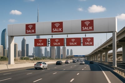 Modern Dubai highway with electronic toll system